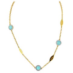 0.50 Carats Mary Margrill M2 Turquoise Diamond Gold Necklace