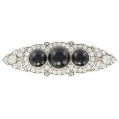 French Art Deco Onyx Diamond Platinum Brooch 7
