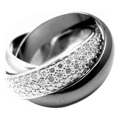 Cartier Trinity Ceramic Diamond Gold Platinum Band Ring