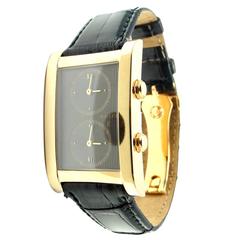 Vintage Graff London Yellow Gold Dual Time Zone Quartz Wristwatch