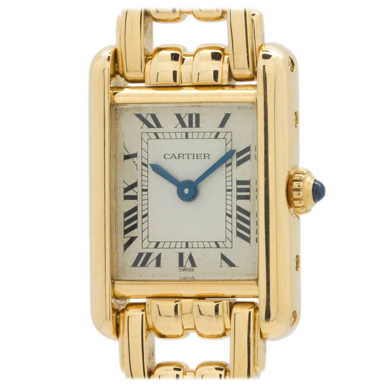 Cartier Lady's Yellow Gold Tank Louis Mini Bracelet Quartz Wristwatch