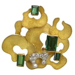 Andrew Grima Diamond and Tourmaline Brooch 1970 2