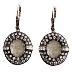 VIVAAN Slice Diamond Earrings in Blackened Gold