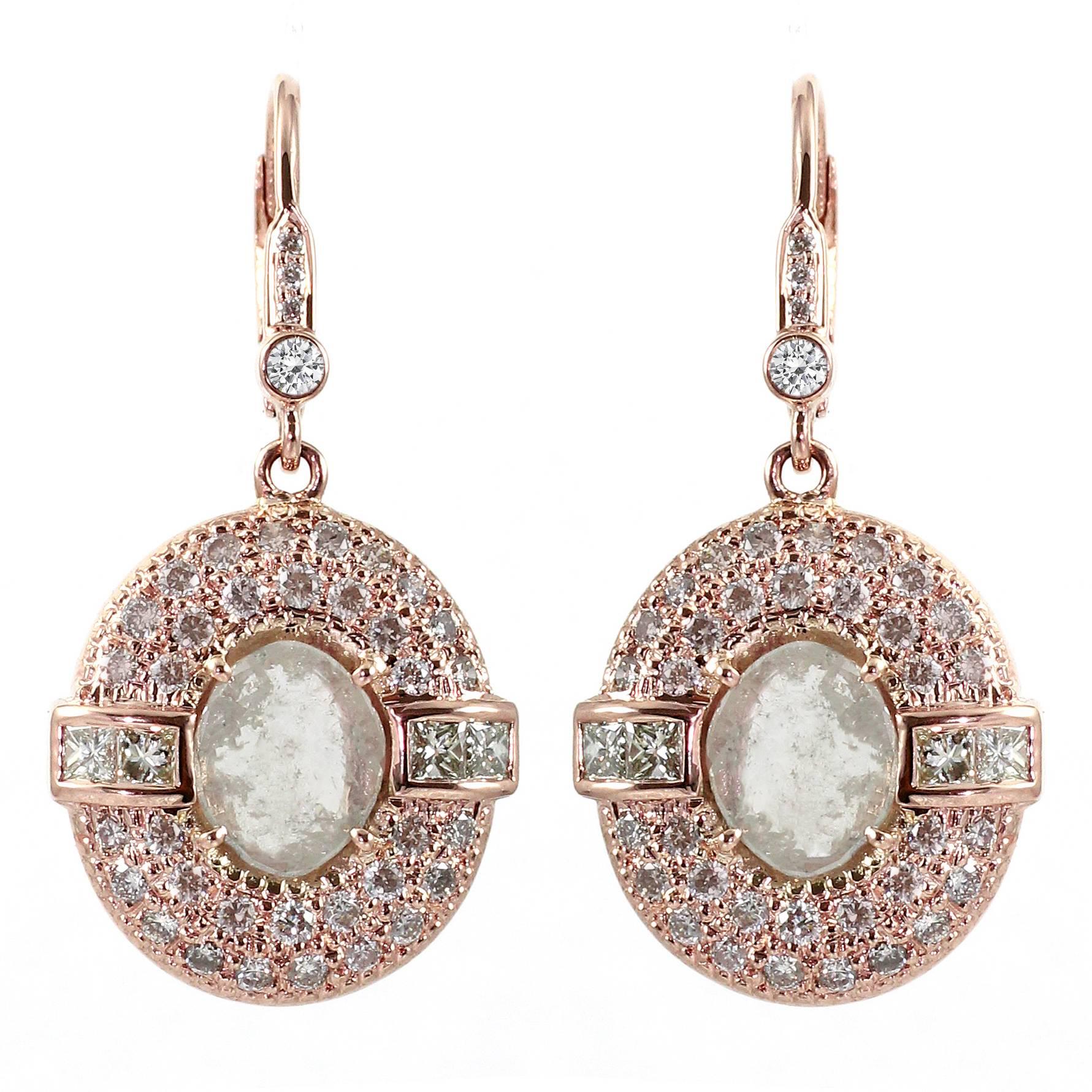 Slice Diamond Gold Earrings For Sale