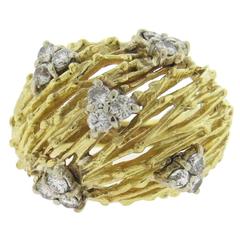 1970s Diamond Gold Dome Ring 1