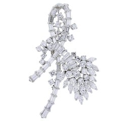 Broche vintage en platine avec diamants naturels de 6,0 carats