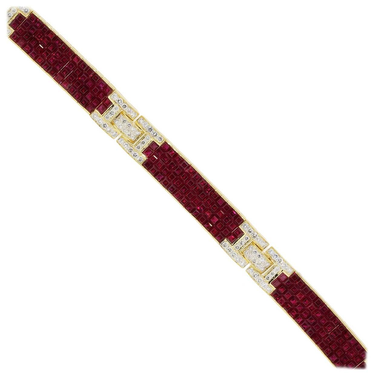Ruby Diamond Gold Bracelet