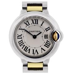 Cartier Yellow Gold Stainless Steel Ballon Bleu Roman Dial Quartz Wristwatch