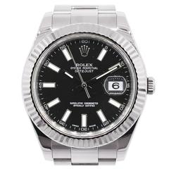 Rolex Stainless Steel Datejust II Black Dial Automatic Wristwatch Ref 116334 