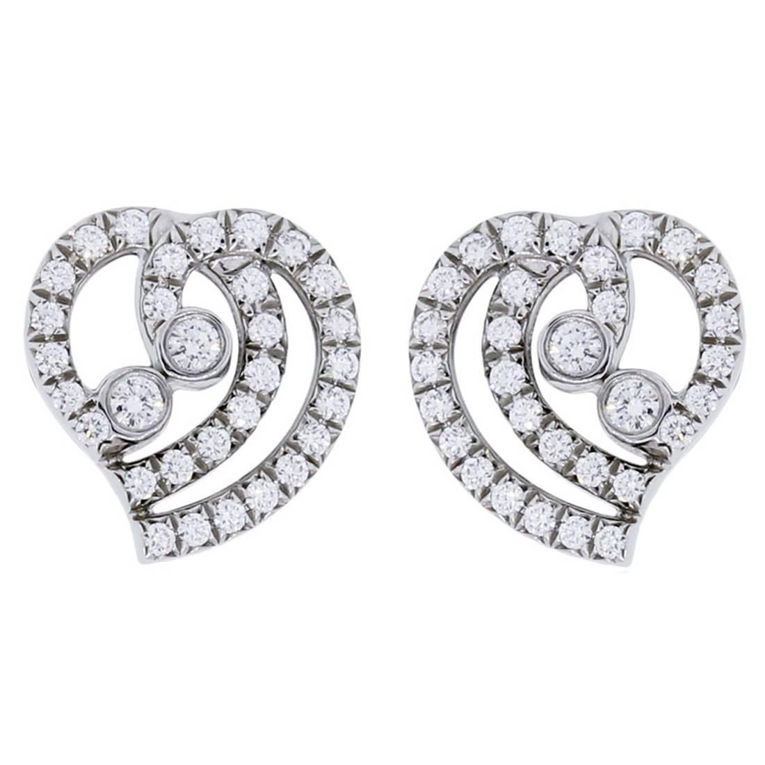 Tiffany & Co. Diamond Platinum Heart Earrings