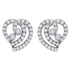 Tiffany & Co. Diamond Platinum Heart Earrings