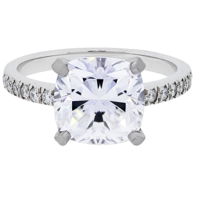 Tiffany and Co. Platinum NOVO Square Cushion Diamond Engagement Ring