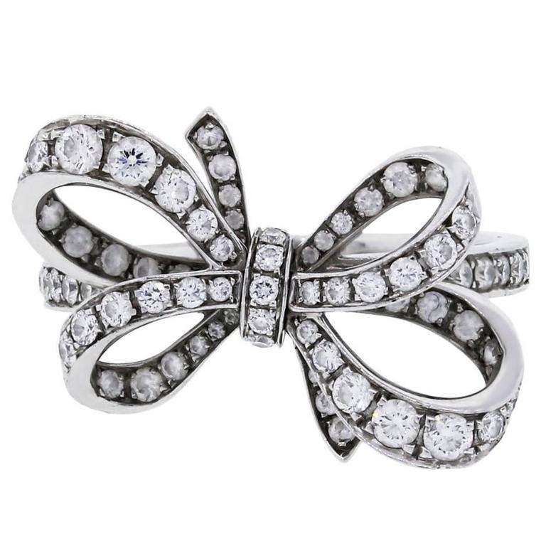 Tiffany and Co. Diamond Platinum Bow Ring at 1stDibs | tiffany bow ring,  tiffany diamond bow ring, bow ring tiffany