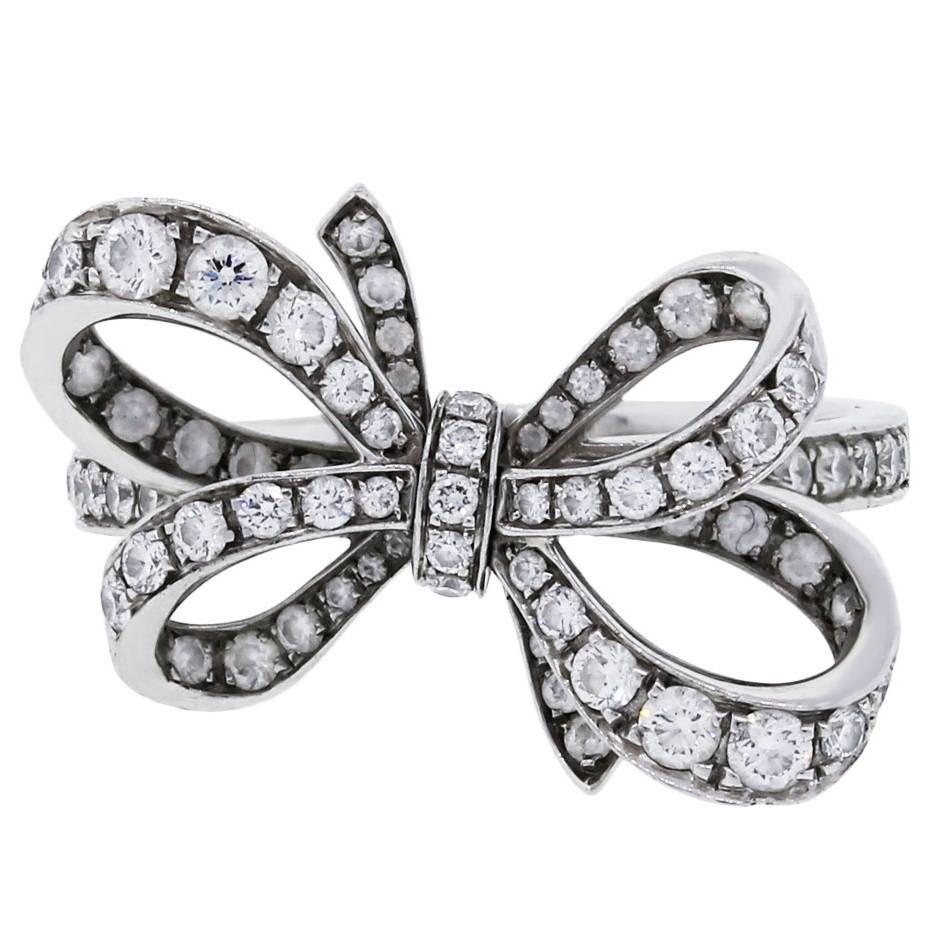 Tiffany & Co. Diamond Platinum Bow Ring