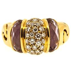 Antique Bulgari Amethyst Diamond Gold Ring