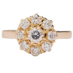 1960s Diamond Gold Cluster Ring
