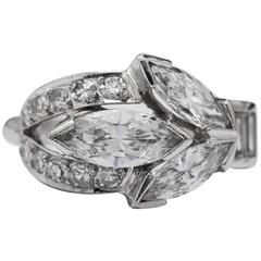 1940s Retro Diamond Platinum Ring