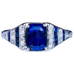 Antique Art Deco Sapphire Diamond Platinum Engagement Ring