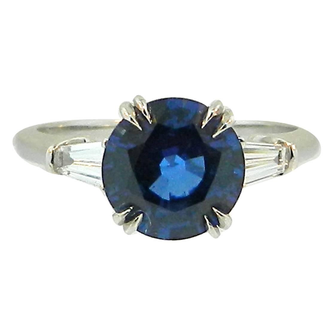 Harry Winston No-Heat Sapphire Diamond Platinum Engagement Ring