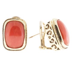 Orange  Coral Italian Gold Clip Post Earrings