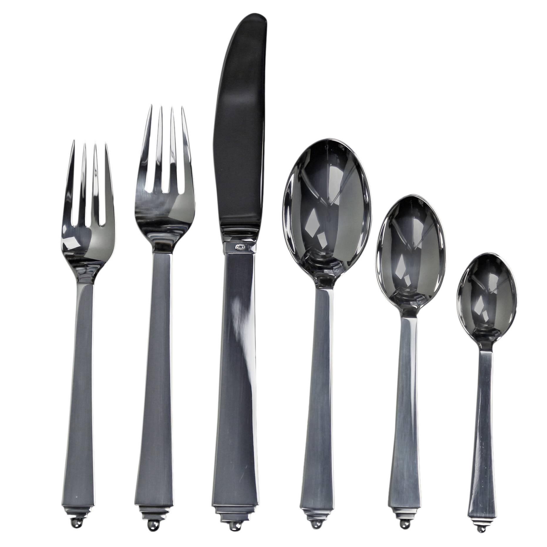 Georg Jensen Six-Piece Service for Twelve in Pyramid For Sale