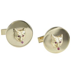 Fox Head Ruby Gold Cufflinks