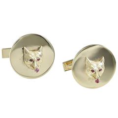 Fox Head Ruby Gold Cufflinks 10