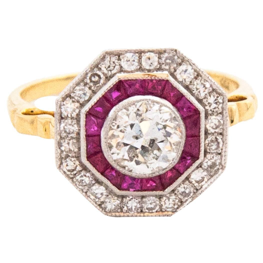 Ruby Diamond Gold Target Ring