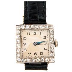 Antique Tavennes Lady's Platinum Diamond Manual Wind Wristwatch