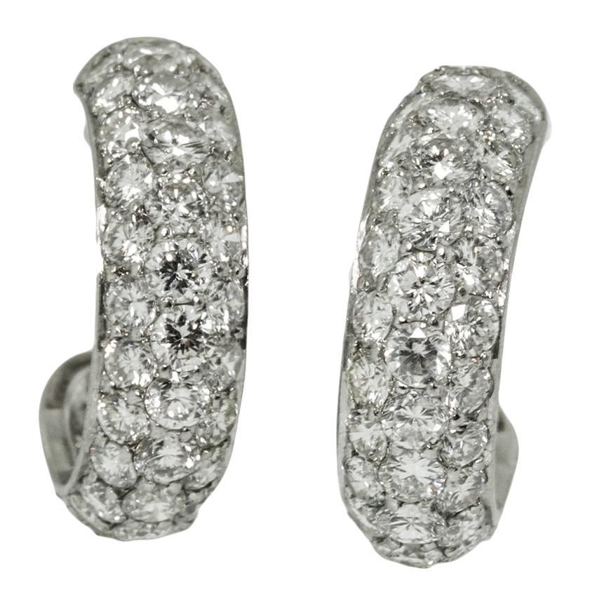 High Quality Pave Diamond Gold Huggie Earrings