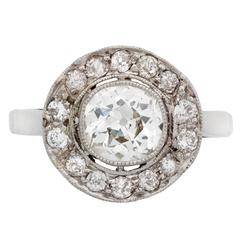Past Era Edwardian Diamond Platinum Cluster Ring 5