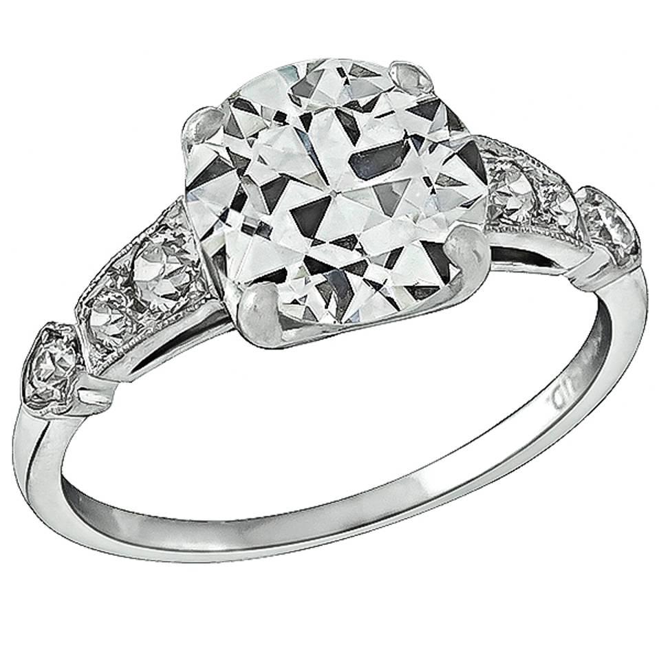 2.05 Carat GIA Cert Diamond Platinum Engagement Ring For Sale