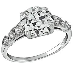 Antique 2.05 Carat GIA Cert Diamond Platinum Engagement Ring