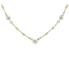 Gregg Ruth Diamond Two Color Gold Heart Stationary Necklace