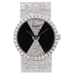 Piaget Lady's White Gold Diamond Bezel Black Onyx Dial Wristwatch