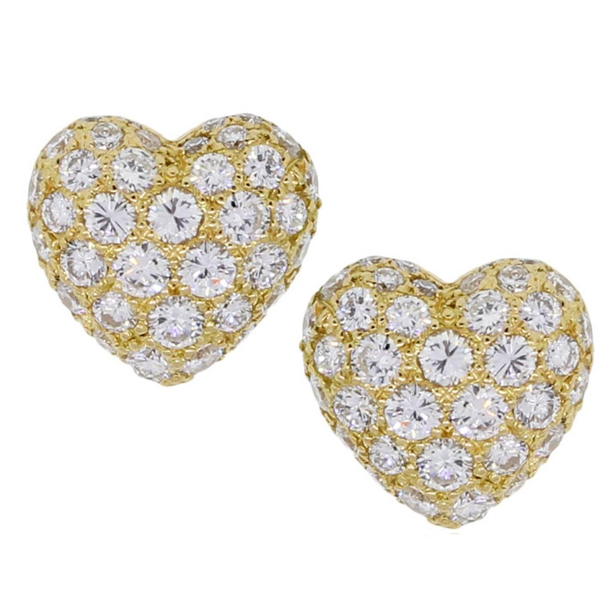 Cartier Diamond Gold Heart Earrings