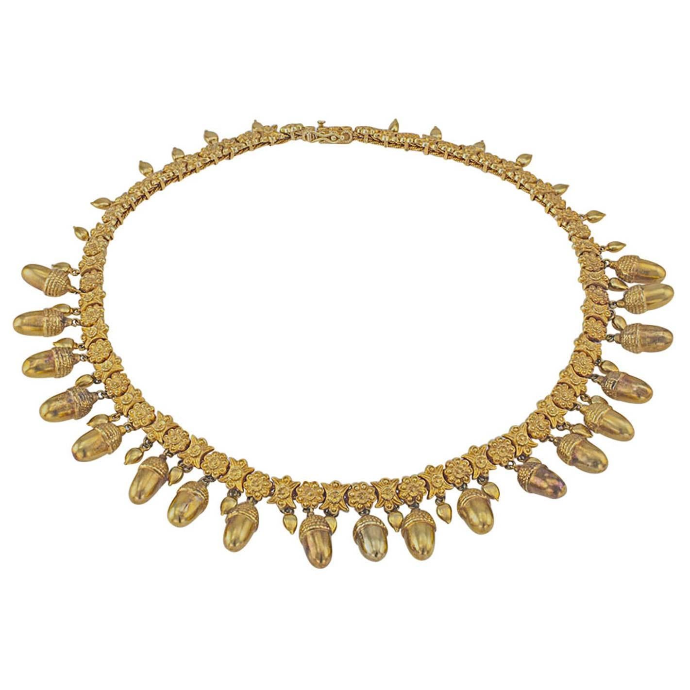 Antique Gold Acorn Necklace