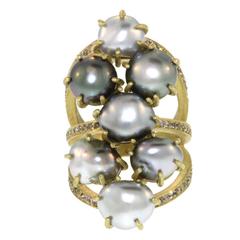 Seven Seas Pearl Diamond Gold Ring