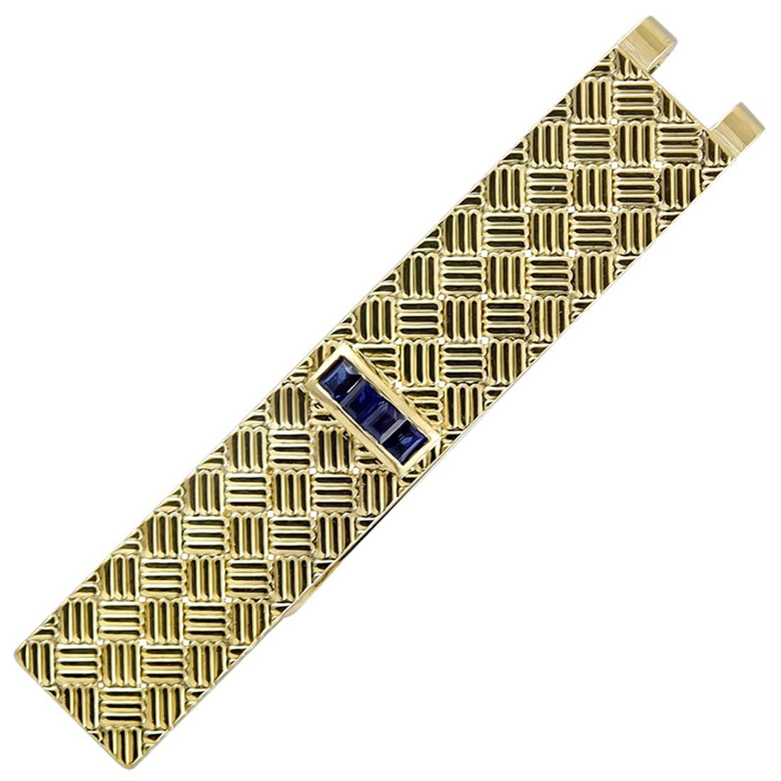 Tiffany & Co. Sapphire Gold Tie Bar