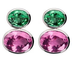 Boucles d'oreilles Colleen B. Rosenblat en or, tourmaline et rhodolite