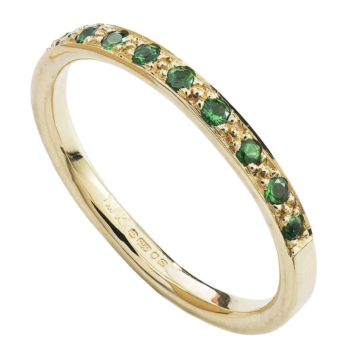 Milena Kovanovic Tsavorite Gold Half Eternity Band Ring For Sale