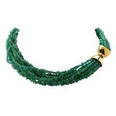 Multistrand Emerald Bead Necklace