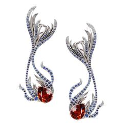 Milena Kovanovic Spessartine Sapphire Diamond Gold Earrings