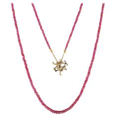 Milena Kovanovic Ruby Gold Bead Reversible Pendant Necklace