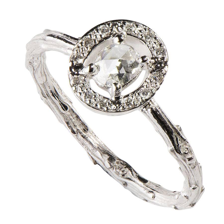 Milena Kovanovic Rose Cut Diamond Gold Engagement Ring For Sale