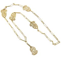 Pomellato Ming Fancy Diamond Gold Langer Eichel-Anhänger Halskette