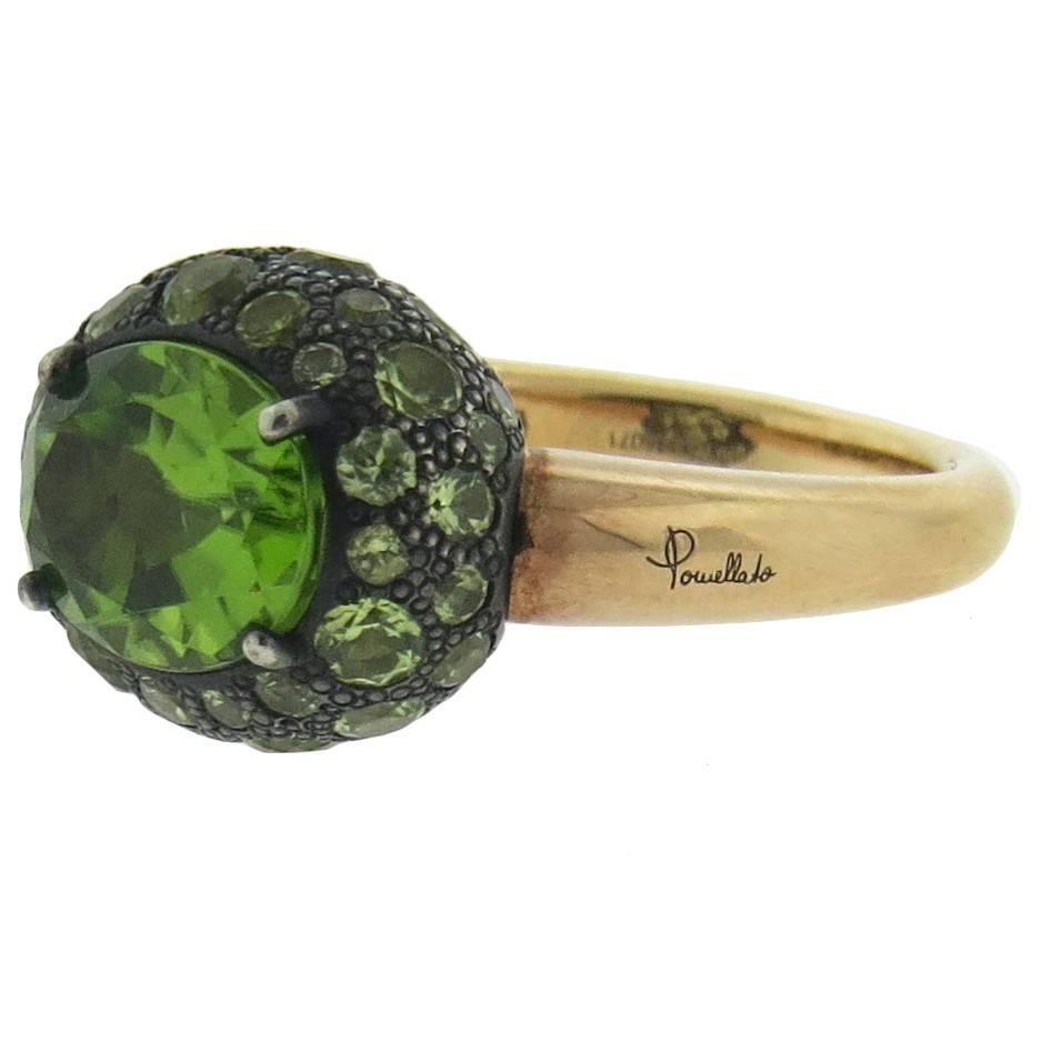 Pomellato Tabou Peridot Burnished Silver Gold Ring 