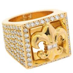 Used Chrome Hearts Fleur de Lis Diamond  Gold Ring
