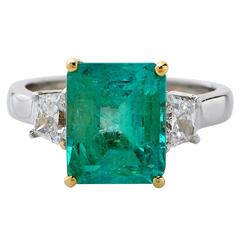 4.25 Karat Smaragd Diamant Gold Platin Ring