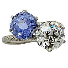 Tiffany & Co. Sapphire GIA Cert Diamond Platinum Bypass Ring
